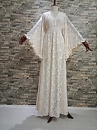 Pamuk Dantel Kumaştan Tasarım Krem Elbise