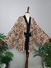 Kısa Kimono Maroken Krepten Özel Tasarım.