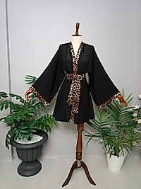 Maroken Viskon Kumaştan Tasarım Kısa Kimono