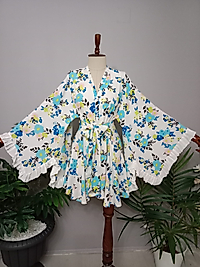 Maroken Krep Kumaştan Tasarım Kısa Kimono