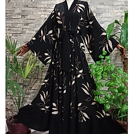 Floş Kumaştan Uzun Tasarım Abaya.