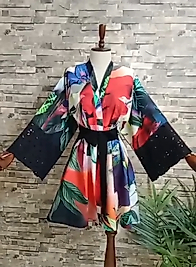 Kimono Pamuklu Keten Kumaştan Özel Tasarım.