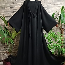 Abaya Zara Krep Kumaştan İç Elbiseli.