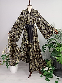 Abaya Floş Satenden Desenli.