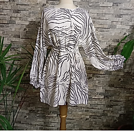 Pamuklu Viskon Kumaştan Desenli Tunik