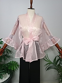 Kısa Kimono Organze Kumaştan Özel Tasarım.