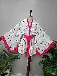 Floş Viskon Kumaştan Tasarım Kimono.