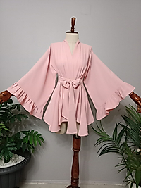 Kısa Kimono Medine İpeğinden Asimetrik Kesim Özel Tasarım.